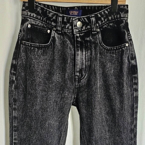 Cavalli Class Black High-Rise Straight Leg Denim Jeans - Picture 4 of 16